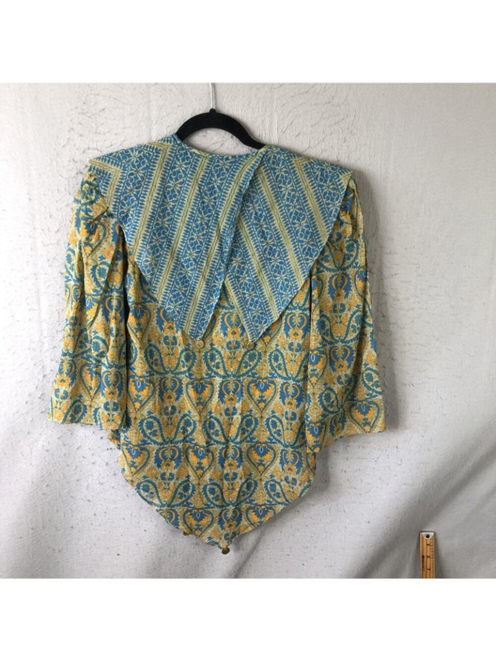 Vintage Fairy Grunge Top Womens S Blue Paisley Coin Trim Boho Festival Statement - Picture 2 of 16